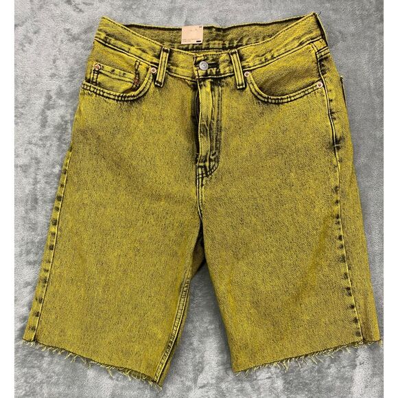 NWT Levis 578 Men's Shorts 30 Yellow Denim Baggy Stone Washed Raw Hem 11" Inseam - Picture 1 of 11